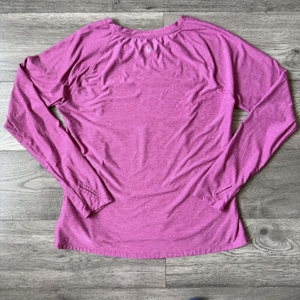 Spyder Active Women’s Pink Heathered Long Sleeve Workout Top Thumbholes Size XL - Picture 5 of 5